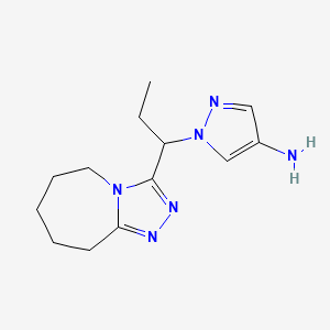 molecular formula C13H20N6 B10910028 1-[1-(6,7,8,9-tetrahydro-5H-[1,2,4]triazolo[4,3-a]azepin-3-yl)propyl]-1H-pyrazol-4-amine 