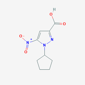 molecular formula C9H11N3O4 B10910053 1-cyclopentyl-5-nitro-1H-pyrazole-3-carboxylic acid 