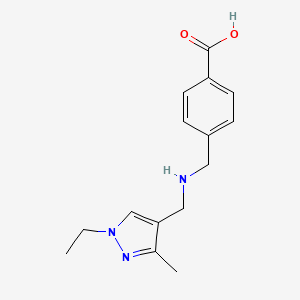 molecular formula C15H19N3O2 B10910083 4-({[(1-ethyl-3-methyl-1H-pyrazol-4-yl)methyl]amino}methyl)benzoic acid 