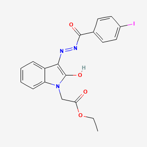 ethyl [(3E)-3-{2-[(4-iodophenyl)carbonyl]hydrazinylidene}-2-oxo-2,3-dihydro-1H-indol-1-yl]acetate