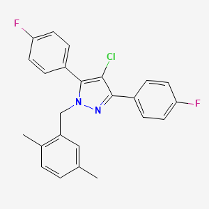 molecular formula C24H19ClF2N2 B10910170 4-chloro-1-(2,5-dimethylbenzyl)-3,5-bis(4-fluorophenyl)-1H-pyrazole 