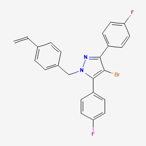 4-bromo-1-(4-ethenylbenzyl)-3,5-bis(4-fluorophenyl)-1H-pyrazole