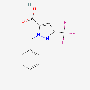 molecular formula C13H11F3N2O2 B10910222 1-(4-Methylbenzyl)-3-(trifluoromethyl)-1H-pyrazole-5-carboxylic acid CAS No. 1946823-87-5