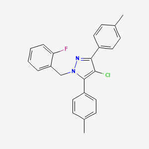 molecular formula C24H20ClFN2 B10910273 4-chloro-1-(2-fluorobenzyl)-3,5-bis(4-methylphenyl)-1H-pyrazole 