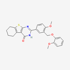 molecular formula C25H24N2O4S B10910281 2-{4-methoxy-3-[(2-methoxyphenoxy)methyl]phenyl}-5,6,7,8-tetrahydro[1]benzothieno[2,3-d]pyrimidin-4(3H)-one 