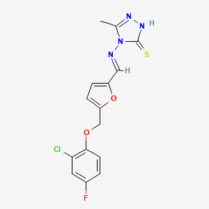 4-{[(E)-{5-[(2-chloro-4-fluorophenoxy)methyl]furan-2-yl}methylidene]amino}-5-methyl-4H-1,2,4-triazole-3-thiol