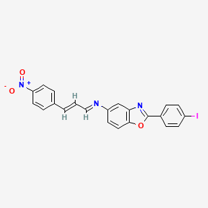 2-(4-iodophenyl)-N-[(1E,2E)-3-(4-nitrophenyl)prop-2-en-1-ylidene]-1,3-benzoxazol-5-amine