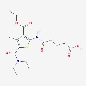 molecular formula C18H26N2O6S B10910318 5-{[5-(Diethylcarbamoyl)-3-(ethoxycarbonyl)-4-methylthiophen-2-yl]amino}-5-oxopentanoic acid 