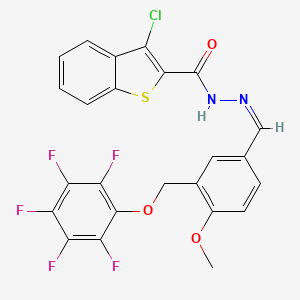 3-chloro-N'-[(Z)-{4-methoxy-3-[(pentafluorophenoxy)methyl]phenyl}methylidene]-1-benzothiophene-2-carbohydrazide