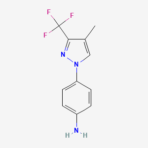 molecular formula C11H10F3N3 B10910407 4-[4-Methyl-3-(trifluoromethyl)-1H-pyrazol-1-yl]aniline 