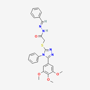 N'-[(E)-phenylmethylidene]-2-{[4-phenyl-5-(3,4,5-trimethoxyphenyl)-4H-1,2,4-triazol-3-yl]sulfanyl}acetohydrazide