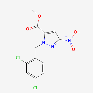 molecular formula C12H9Cl2N3O4 B10910446 Methyl 1-(2,4-dichlorobenzyl)-3-nitro-1H-pyrazole-5-carboxylate 