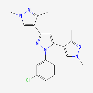 molecular formula C19H19ClN6 B10910470 1-(3-chlorophenyl)-3,5-bis(1,3-dimethylpyrazol-4-yl)pyrazole 