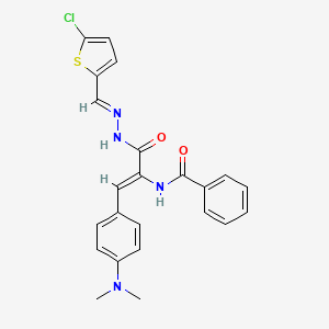 molecular formula C23H21ClN4O2S B10910502 N-{(1Z)-3-{(2E)-2-[(5-chlorothiophen-2-yl)methylidene]hydrazinyl}-1-[4-(dimethylamino)phenyl]-3-oxoprop-1-en-2-yl}benzamide 