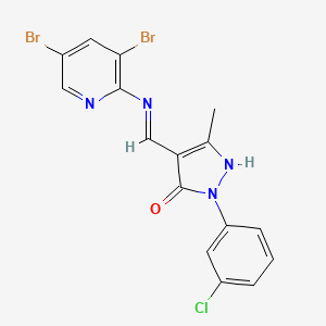 (4Z)-2-(3-chlorophenyl)-4-{[(3,5-dibromopyridin-2-yl)amino]methylidene}-5-methyl-2,4-dihydro-3H-pyrazol-3-one