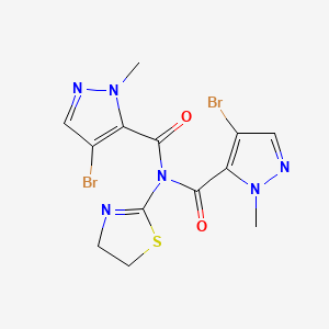 molecular formula C13H12Br2N6O2S B10910518 4-bromo-N-[(4-bromo-1-methyl-1H-pyrazol-5-yl)carbonyl]-N-(4,5-dihydro-1,3-thiazol-2-yl)-1-methyl-1H-pyrazole-5-carboxamide 