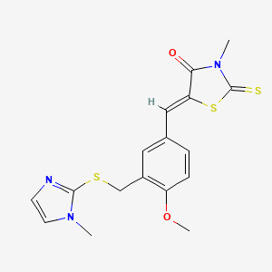 molecular formula C17H17N3O2S3 B10910526 (5Z)-5-(4-methoxy-3-{[(1-methyl-1H-imidazol-2-yl)sulfanyl]methyl}benzylidene)-3-methyl-2-thioxo-1,3-thiazolidin-4-one 