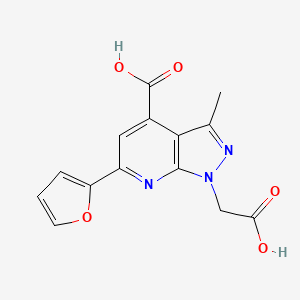 1-(carboxymethyl)-6-(furan-2-yl)-3-methyl-1H-pyrazolo[3,4-b]pyridine-4-carboxylic acid