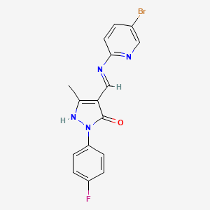 (4Z)-4-{[(5-bromopyridin-2-yl)amino]methylidene}-2-(4-fluorophenyl)-5-methyl-2,4-dihydro-3H-pyrazol-3-one