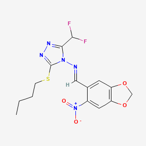 3-(butylsulfanyl)-5-(difluoromethyl)-N-[(E)-(6-nitro-1,3-benzodioxol-5-yl)methylidene]-4H-1,2,4-triazol-4-amine