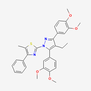 2-[3,5-bis(3,4-dimethoxyphenyl)-4-ethyl-1H-pyrazol-1-yl]-5-methyl-4-phenyl-1,3-thiazole