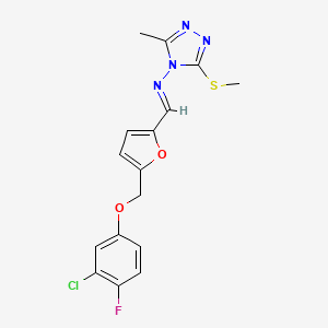 N-[(E)-{5-[(3-chloro-4-fluorophenoxy)methyl]furan-2-yl}methylidene]-3-methyl-5-(methylsulfanyl)-4H-1,2,4-triazol-4-amine