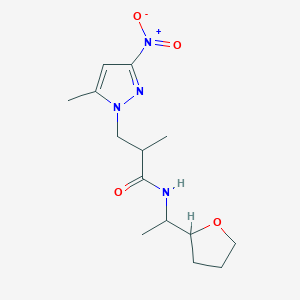 2-methyl-3-(5-methyl-3-nitro-1H-pyrazol-1-yl)-N-[1-(tetrahydrofuran-2-yl)ethyl]propanamide