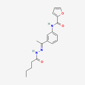 N-{3-[(1E)-1-(2-pentanoylhydrazinylidene)ethyl]phenyl}furan-2-carboxamide