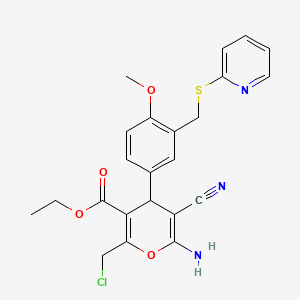 ethyl 6-amino-2-(chloromethyl)-5-cyano-4-{4-methoxy-3-[(pyridin-2-ylsulfanyl)methyl]phenyl}-4H-pyran-3-carboxylate