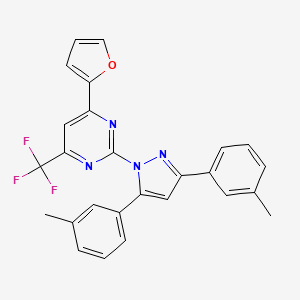 molecular formula C26H19F3N4O B10911010 2-[3,5-bis(3-methylphenyl)-1H-pyrazol-1-yl]-4-(furan-2-yl)-6-(trifluoromethyl)pyrimidine 