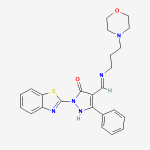 (4E)-2-(1,3-benzothiazol-2-yl)-4-({[3-(morpholin-4-yl)propyl]amino}methylidene)-5-phenyl-2,4-dihydro-3H-pyrazol-3-one