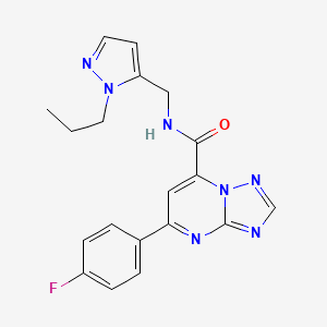 molecular formula C19H18FN7O B10911409 5-(4-fluorophenyl)-N-[(1-propyl-1H-pyrazol-5-yl)methyl][1,2,4]triazolo[1,5-a]pyrimidine-7-carboxamide 