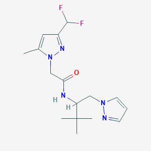 molecular formula C16H23F2N5O B10911418 2-[3-(difluoromethyl)-5-methyl-1H-pyrazol-1-yl]-N-[3,3-dimethyl-1-(1H-pyrazol-1-yl)butan-2-yl]acetamide 