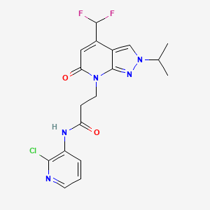 molecular formula C18H18ClF2N5O2 B10911434 N-(2-chloropyridin-3-yl)-3-[4-(difluoromethyl)-6-oxo-2-(propan-2-yl)-2,6-dihydro-7H-pyrazolo[3,4-b]pyridin-7-yl]propanamide 