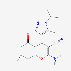 molecular formula C19H24N4O2 B10911463 2-Amino-4-(1-isopropyl-5-methyl-1H-pyrazol-4-yl)-7,7-dimethyl-5-oxo-5,6,7,8-tetrahydro-4H-chromene-3-carbonitrile 