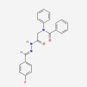 N-{2-[(2E)-2-(4-fluorobenzylidene)hydrazinyl]-2-oxoethyl}-N-phenylbenzamide (non-preferred name)