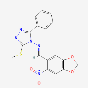 3-(methylsulfanyl)-N-[(E)-(6-nitro-1,3-benzodioxol-5-yl)methylidene]-5-phenyl-4H-1,2,4-triazol-4-amine