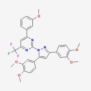 2-[3,5-bis(3,4-dimethoxyphenyl)-1H-pyrazol-1-yl]-4-(3-methoxyphenyl)-6-(trifluoromethyl)pyrimidine