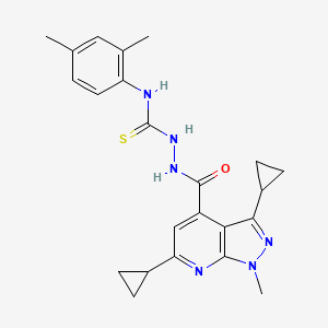 molecular formula C23H26N6OS B10911527 2-[(3,6-dicyclopropyl-1-methyl-1H-pyrazolo[3,4-b]pyridin-4-yl)carbonyl]-N-(2,4-dimethylphenyl)hydrazinecarbothioamide 