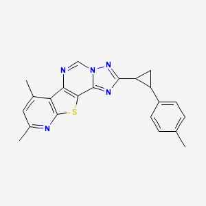 11,13-dimethyl-4-[2-(4-methylphenyl)cyclopropyl]-16-thia-3,5,6,8,14-pentazatetracyclo[7.7.0.02,6.010,15]hexadeca-1(9),2,4,7,10(15),11,13-heptaene