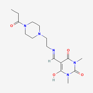 molecular formula C16H25N5O4 B10911538 1,3-Dimethyl-5-{[2-(4-propionyl-piperazin-1-yl)-ethylamino]-methylene}-pyrimidine-2,4,6-trione 