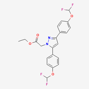 molecular formula C21H18F4N2O4 B10911620 ethyl {3,5-bis[4-(difluoromethoxy)phenyl]-1H-pyrazol-1-yl}acetate 