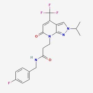 N-(4-fluorobenzyl)-3-[6-oxo-2-(propan-2-yl)-4-(trifluoromethyl)-2,6-dihydro-7H-pyrazolo[3,4-b]pyridin-7-yl]propanamide