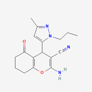 2-Amino-4-(3-methyl-1-propyl-1H-pyrazol-5-YL)-5-oxo-5,6,7,8-tetrahydro-4H-chromen-3-YL cyanide