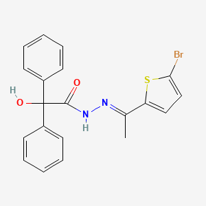 molecular formula C20H17BrN2O2S B10911710 N'-[(1E)-1-(5-bromothiophen-2-yl)ethylidene]-2-hydroxy-2,2-diphenylacetohydrazide 