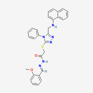 molecular formula C29H26N6O2S B10911714 N'-[(E)-(2-methoxyphenyl)methylidene]-2-({5-[(naphthalen-1-ylamino)methyl]-4-phenyl-4H-1,2,4-triazol-3-yl}sulfanyl)acetohydrazide 