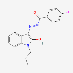 4-iodo-N'-[(3E)-2-oxo-1-propyl-1,2-dihydro-3H-indol-3-ylidene]benzohydrazide