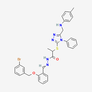 molecular formula C33H31BrN6O2S B10911734 N'-{2-[(3-bromobenzyl)oxy]benzylidene}-2-[(5-{[(4-methylphenyl)amino]methyl}-4-phenyl-4H-1,2,4-triazol-3-yl)sulfanyl]propanehydrazide 