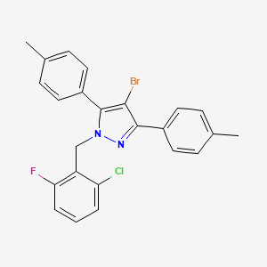 molecular formula C24H19BrClFN2 B10911758 4-bromo-1-(2-chloro-6-fluorobenzyl)-3,5-bis(4-methylphenyl)-1H-pyrazole 