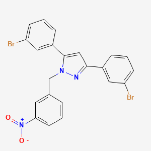 molecular formula C22H15Br2N3O2 B10911781 3,5-bis(3-bromophenyl)-1-(3-nitrobenzyl)-1H-pyrazole 